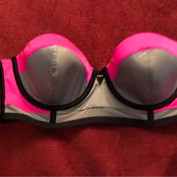 Victoria Secret 36C long line color block satin strapless bra ,straps optional - Picture 7 of 15